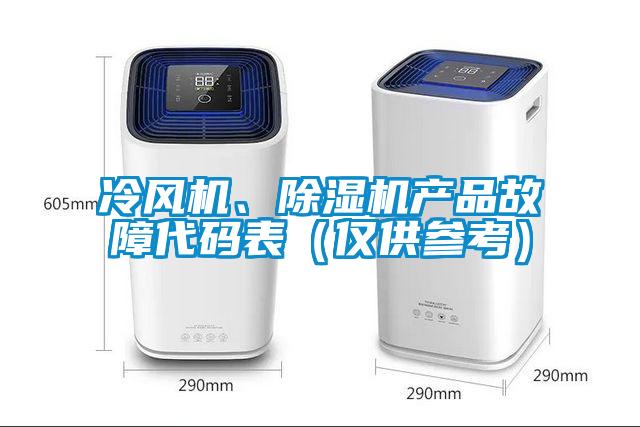 冷風機、除濕機產品故障代碼表（僅供參考）